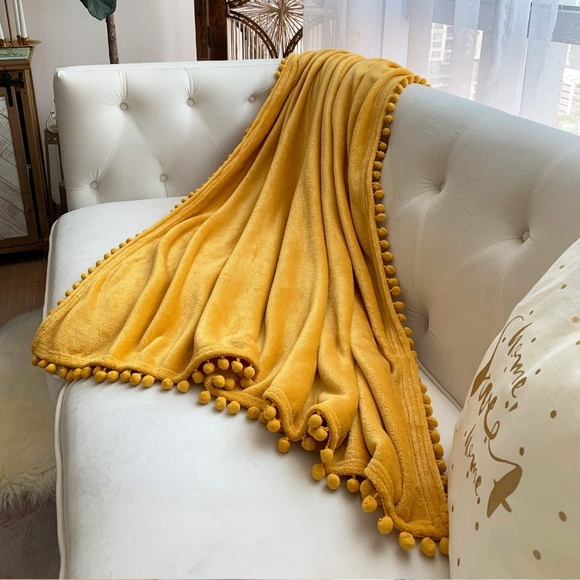 Other - Fall Sofa Throw Flannel Bed Blanket 51X63 Mustard